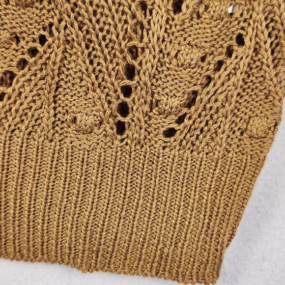 143 Story by Line Up Open Knit Pullover Sweater Women’s SZ M Camel Button Detail - Picture 7 of 14